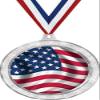 2 1/2" Silver American Flag Medal, Glitter USA Flag Awards 50 Pack Prime view 1