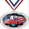 4th of July Medal, 2 1/2" Silver Glitter Fourth of July Medals, Great Holiday Awards 50 Pack Prime view 1