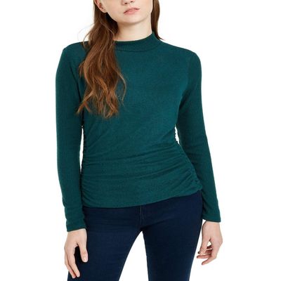 A. Byer Women's Junior's Long Sleeve Mock Neck Sweater Top, Hunter, M