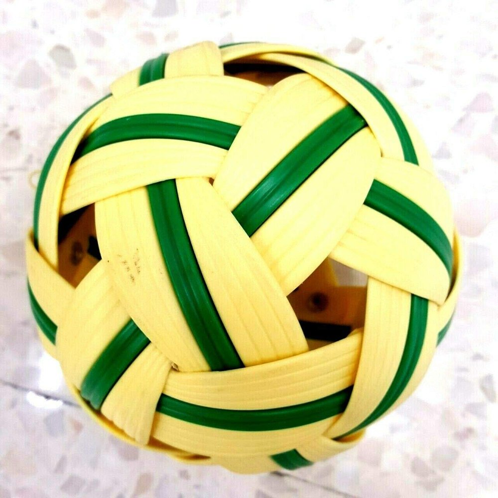 JPT Sepak Takraw Ball Kick Volleyball Thai Sport Asian Game Practice Exercise Train (Yellow-Green)