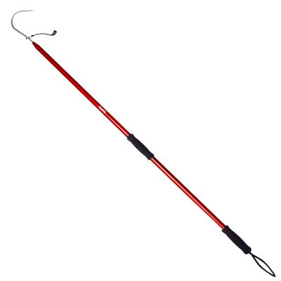 GAFFER SPORTFISHING Aluminum Fish Gaff Hook - Lightweight Fishing Pole with Sharp Stainless Steel Spear Hook - Ergonomic Foam Grips, Secure Lanyard - Saltwater & Freshwater Fishing Gaff - 54" Red
