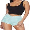 Vibrant Women's Juniors Denim High Waist Cutoff Shorts (Medium, Mint Crop Top Bundle view 1