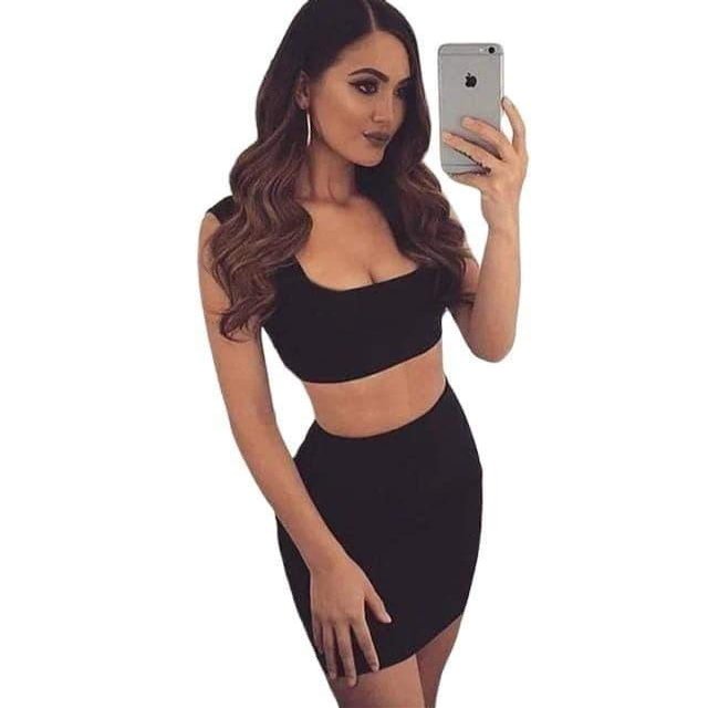 2 Layers Two Piece Set Summer 2 Piece Set Black
