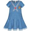 Sunny Fashion Girls Dress Denim Blue Short Sleeve School Uniform Size 6 view 1