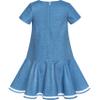 Sunny Fashion Girls Dress Denim Blue Short Sleeve School Uniform Size 6 view 2
