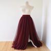 EllieHouse Adult Bride Split Long Maxi Prom Party Evening Tulle Skirt Burgundy XL view 3