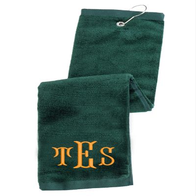 Printualist Personalized Custom Golf Towel - Add Your Embroidered Monogram - Trifold Golf Towels with Grommet and Carabiner Clip, Hook