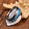 8mm Blue Abalone Shell Inlay Comfort Fit Stainless Steel Ring Domed Engagement Wedding Band for Men Women (Size 8) view 4