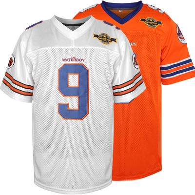 The Waterboy #9 Bobby Boucher Adam Sandler 50th Anniversary Movie Mud Dogs Bourbon Bowl Football Jersey (White, Small)