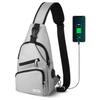 AMJ Crossbody Sling Bag Men Women, Casual Shoulder Backpack, Chest Daypack Satchel for Hiking Travel (Small, White Gray) view 1