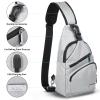 AMJ Crossbody Sling Bag Men Women, Casual Shoulder Backpack, Chest Daypack Satchel for Hiking Travel (Small, White Gray) view 3