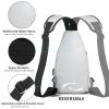 AMJ Crossbody Sling Bag Men Women, Casual Shoulder Backpack, Chest Daypack Satchel for Hiking Travel (Small, White Gray) view 4