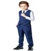 SaiLiiny Toddler Suits for Boys Wedding Suit Dress Shirt Navy Blue Vest and Pants Sets for Boy with Tie Size 5 view 2