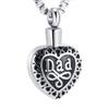 XSMZB Dad in Heart & Mom in Heart Cremation Jewelry for Ashes Keepsake Memorial Pendant Urn Necklace (Dad) view 1