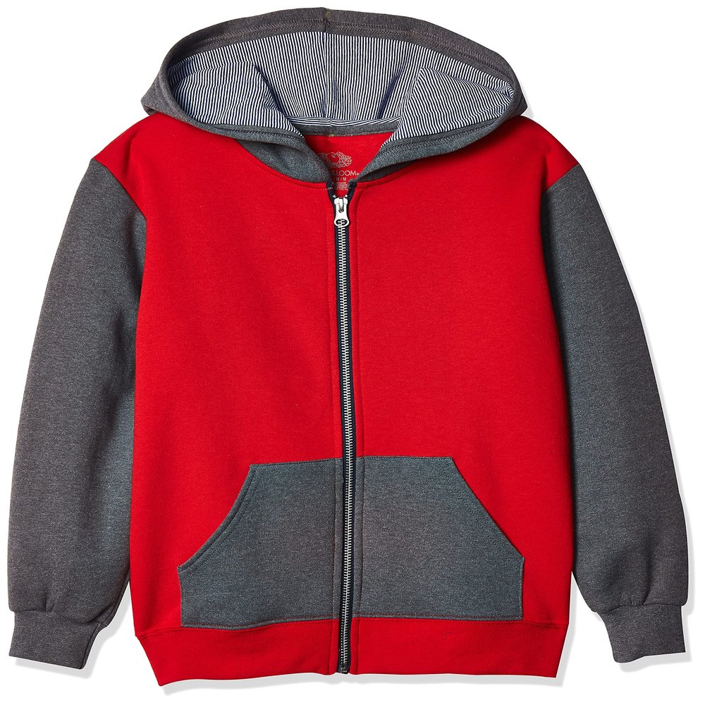 Fruit of the Loom boys Fleece Sweatshirts, Hoodies, Sweatpants & Joggers Shirt, Full Zip - True Red, Medium US