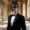 Thmyo Half Face Masquerade Mask, Sun God Greek Style Plastic Party Carnival Halloween Mask (Sun God Black) view 3