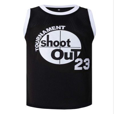 Mens Basketball Jersey Tournament Shoot Out #23 Motaw 90S Moive Sports Shirts (Black, Large)