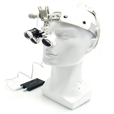 Aries Outlets 3.5X Loupes Binocular Glass Magnifier Leather Headband DY-108 with 3W Headlight (White)