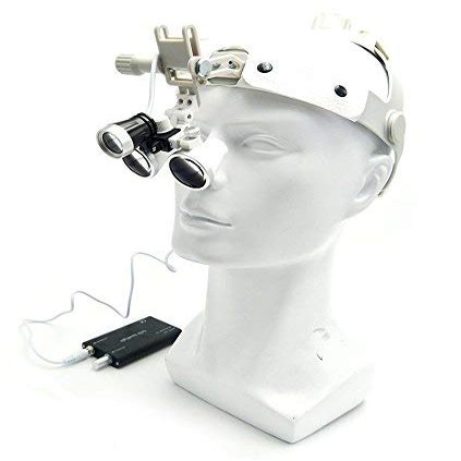 Aries Outlets 3.5X Loupes Binocular Glass Magnifier Leather Headband DY-108 with 3W Headlight (White)
