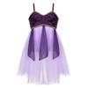 FEESHOW Kids Girls Contemporary Modern Lyrical Dance Costume Ballet Dress Spaghetti Camisole Leotard Ruffle Mesh Skirt Lavender 4 view 1