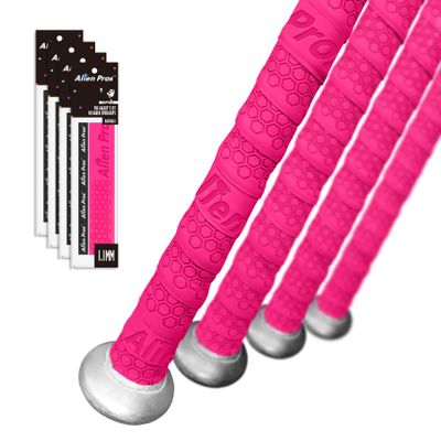 ALIEN PROS Bat Grip Tape for Baseball (4 Grips) 1.1 mm Precut and Pro Feel Bat Tape Replacement for Old Baseball bat Grip Wrap Your Bat for an Epic Home Run (4 Grips, Pink)