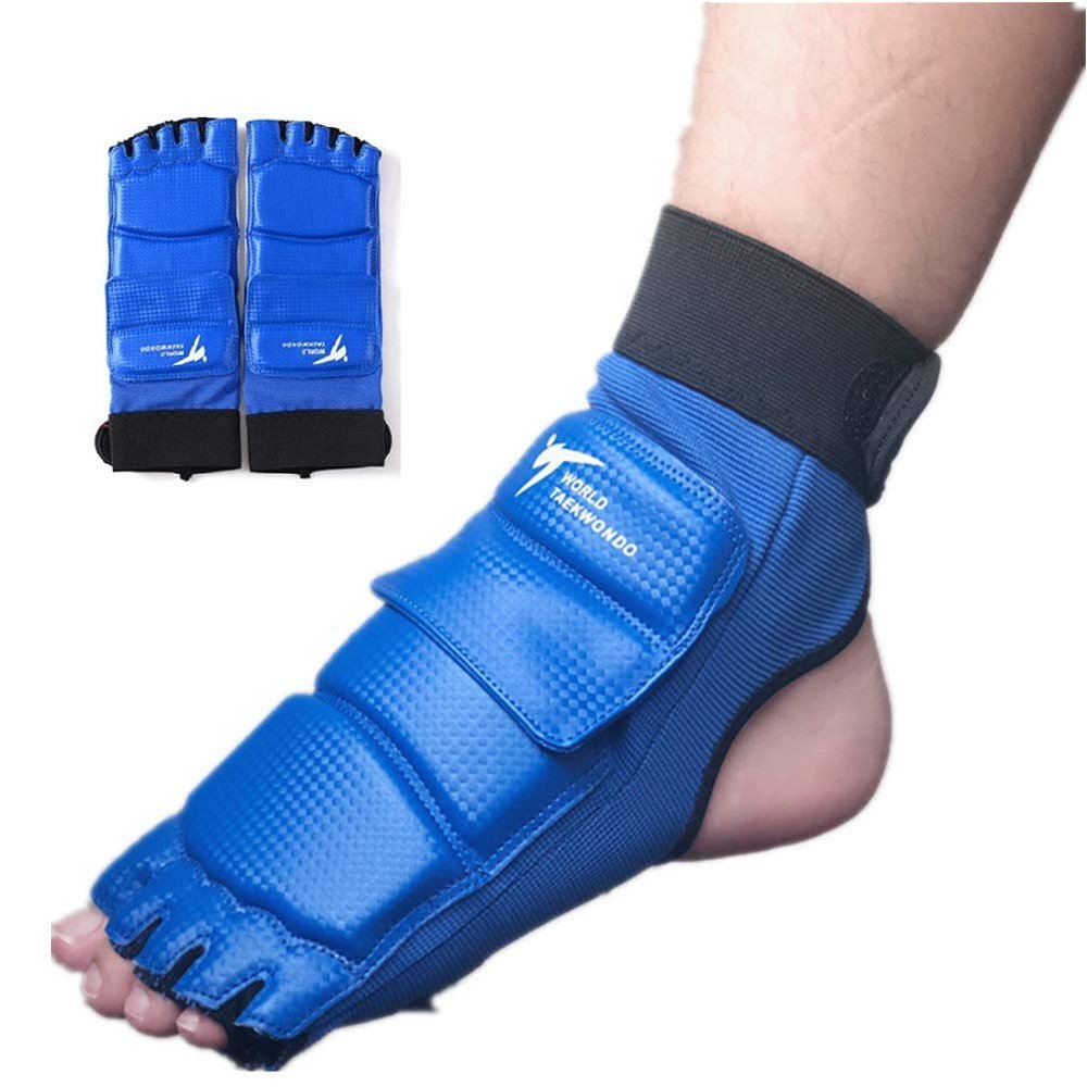 Rungear Taekwondo Training Boxing Foot Protector Gear WTF Approved Martial Arts Punching Bag Sparring MMA UFC Muay Thi Sparring Karate for Men Women Kids (Blue, Medium)