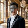 Thmyo Half Face Masquerade Mask, Sun God Greek Style Plastic Party Carnival Halloween Mask (Sun God Antique Silver) view 2