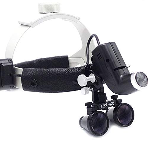 Aries Outlets 5W Headlight with 3.5X420mm Leather Headband Loupes Light Black