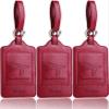 Teskyer Luggage Tags, 3 Pack Premium PU Leather Luggage Tags Privacy Protection Travel Bag Labels Suitcase Tags view 1