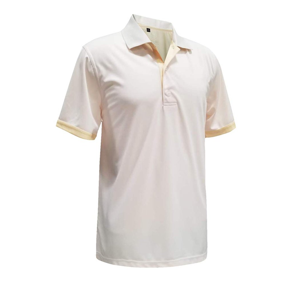 Monterey Club Men's Victory Pro Contrast Polo Shirt #1363 (White/Butter, Small)