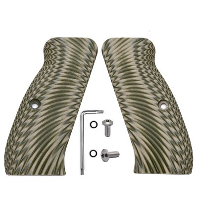 Guuun G10 CZ Grips for CZ 75 Full Size SP-01, Sunburst Texture - OD/Green