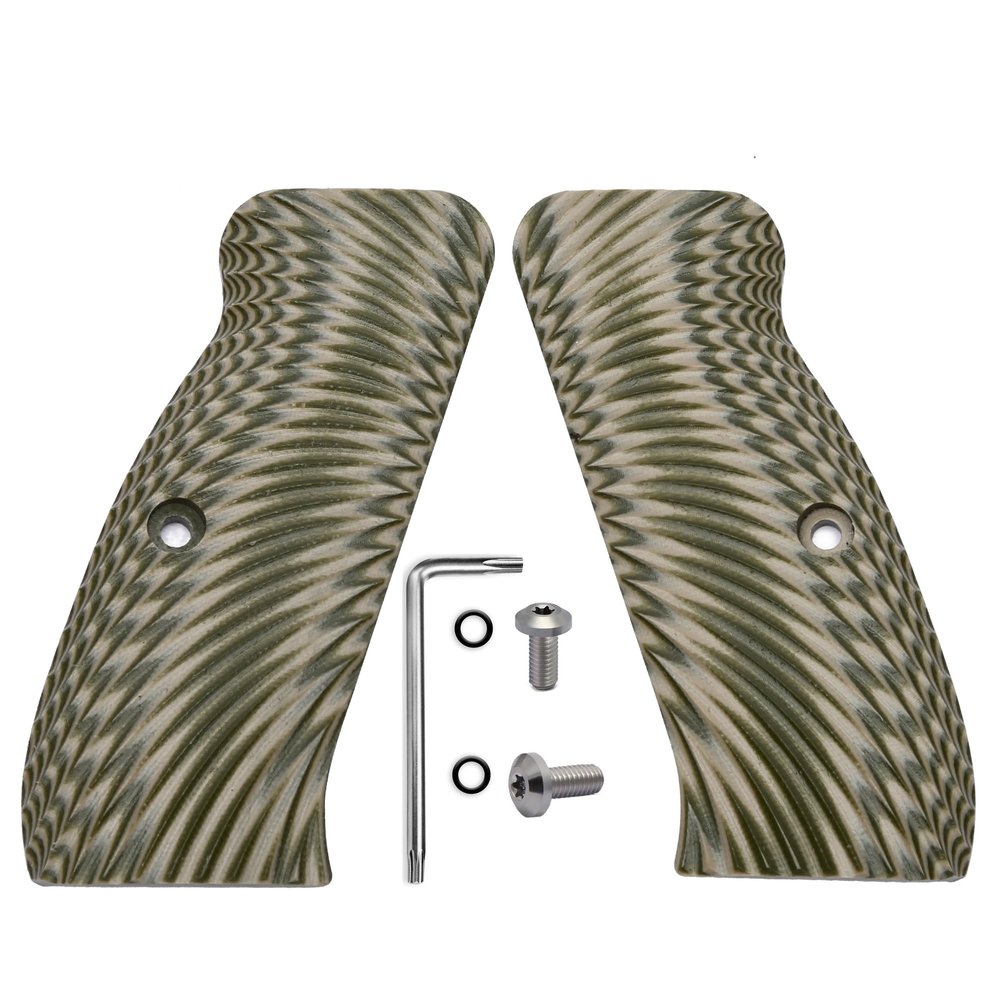 Guuun G10 CZ Grips for CZ 75 Full Size SP-01, Sunburst Texture - OD/Green
