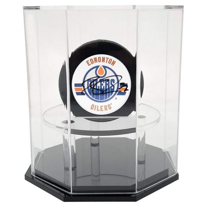 OnDisplay Deluxe UV-Protected Hockey Puck Display Case - Octagon Black Base