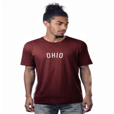 Daxton Premium Basic Crew Neck Short Sleeve Tshirt Cities Ohio Letter - CherryHth White-XXX-Large
