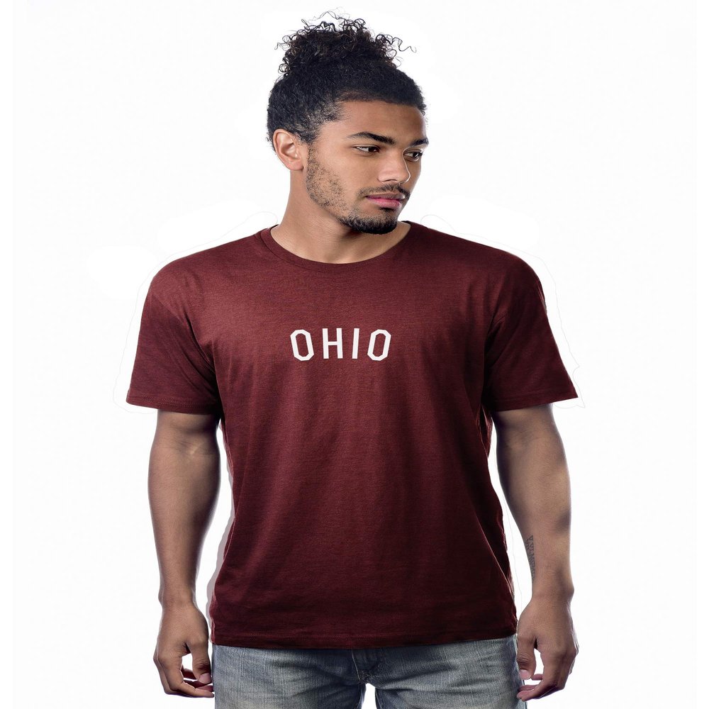 Daxton Premium Basic Crew Neck Short Sleeve Tshirt Cities Ohio Letter - CherryHth White-XXX-Large
