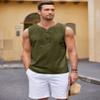 COOFANDY Mens Beach Shirts Fashion Sleeveless Tee Shirt Casual Cotton Linen Tank Top Army view 4