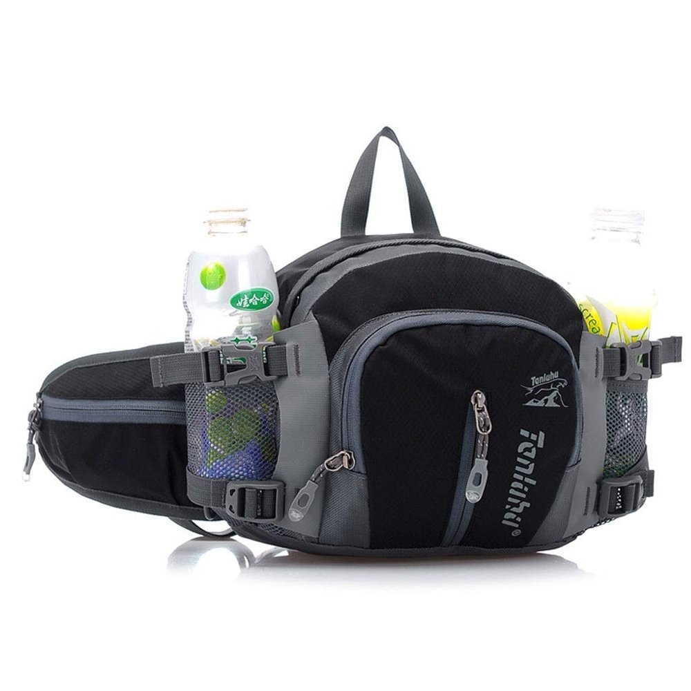 Canvas Pockets Multi-Functional Sports Bag Men and Women Fanny Pack Mini Waist Bag Fashion CZ-90 (Black)