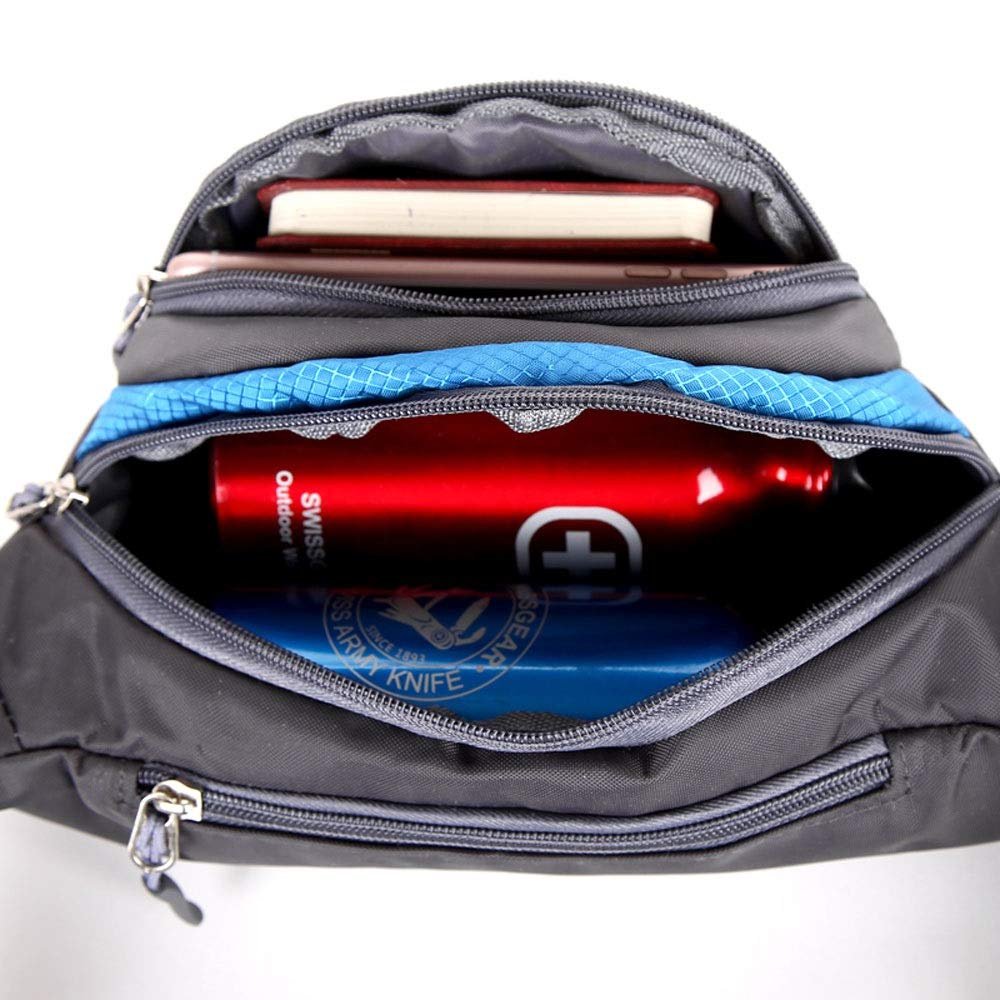 Chest Bag Multi-Function Pocket Messenger Bag Sports Fanny Pack Diagonal Bag Unisex Waist Pack Large-Capacity Pockets VJ-82 (Navy Blue)
