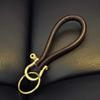 1 Pack Upscale Leather Keychain Elegant Handmade Car Key Chain with Brass Horseshoe Buckle D Ring and Key Ring Handmade Key Chain Strap to Organize Keys Coffee-tone Strap view 4