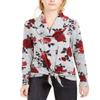 A. Byer Women's Juniors Long Sleeve Cowl Neck Sweater, Red Roses, XL view 1