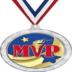 2 1/2" Silver Glitter MVP Medals, Great MVP Awards 50 Pack Prime
