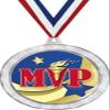 2 1/2" Silver Glitter MVP Medals, Great MVP Awards 50 Pack Prime view 1