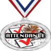 Attendance Medal, 2 1/2" Silver Glitter Perfect Attendance Medals, Great Attendance Awards 50 Pack Prime view 1