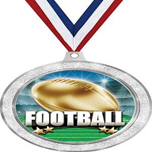 2 1/2" Football Team Medals, Silver Glitter Football Championship Awards 20 Pack