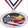 Honor Roll Medal, 2 1/2" Silver Glitter A Honor Roll Medals, Great Honor Roll Awards 100 Pack view 1