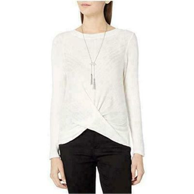 A. Byer Women's Twist Front Pullover Top, Off White, L