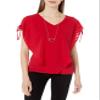 A. Byer Juniors Popover Top, Red, M view 1