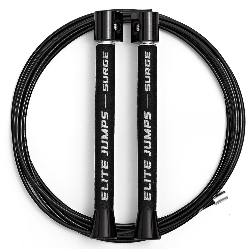 Elite Jumps Surge 3.0 Professional Speed Rope for Double Unders - Patented Dual Bearing Ultra Light-Weight Handle for Premium Spin Control and Kink-Resistant Cable for the Ultimate Speed Jump Rope