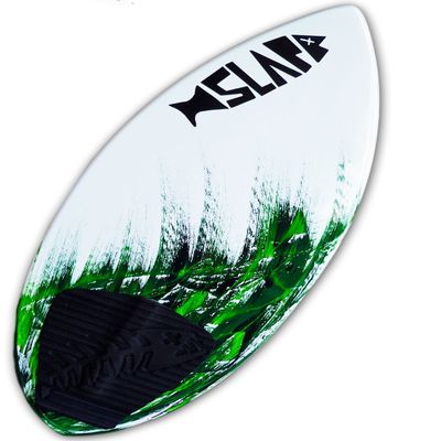 USA Made Slapfish Skimboard - Fiberglass & Carbon - Riders up to 140 lbs - 41" with Traction Deck Grip - Kids & Adults - 4 Colors (Green Board)