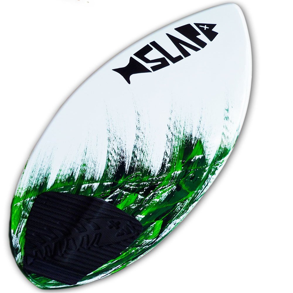USA Made Slapfish Skimboard - Fiberglass & Carbon - Riders up to 140 lbs - 41" with Traction Deck Grip - Kids & Adults - 4 Colors (Green Board)